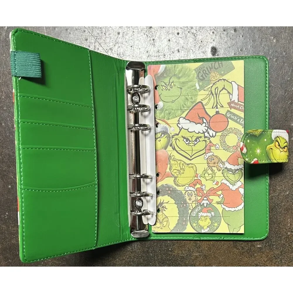 Grinch Faux Leather Size A6 Binder with stationery